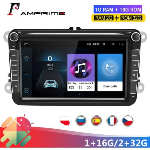 AMPrime 8" Android 2din Car Player GPS Navigation Multimedia For Volkswagen/Golf/Polo/Passat/b7/b6/SEAT/leon/Skoda 2din GPS