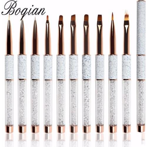 BQAN 10pcs Marbled Rose Gold Nail Brush Gel Brush For Manicure Acrylic UV Gel Extension Pen Nail Polish Painting Drawing Brush