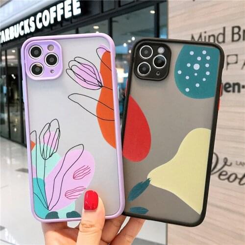 ZUIDID Abstract Art Geometry Phone Case For iPhone XR XS MAX 11 Pro 12 X 7 SE2020 8Plus Leaf Flower Clear Hard Cover Matte Shell