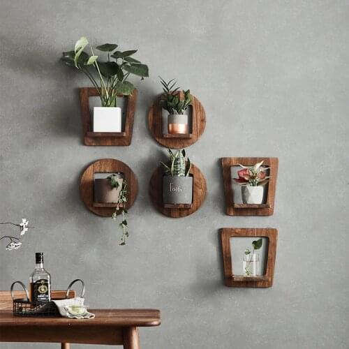Black Walnut Flower Pot Shelf Wall-Mount Flower Stand Living Room Pot Plant rack Balcony decorations Chlorophytum Plant Shelf