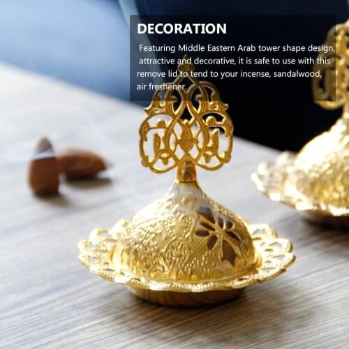 1Pc Metal Incense Burner Nice Durable Fine Novel Censer Holder Arab Style Hollow Decor Oil Burner Golden Tree Incense Holder