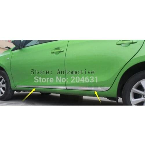 For Toyota Yaris L 2014 2015 2016 2017 chrome Side Door Body Molding Streamer Stripe Cover Trim