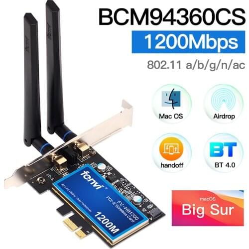 Dual band 1200Mbps 802.11ac Wifi Bluetooth 4.0 Airdrop PCI-E Wireless Adapter WLAN Network For MAC Hackintosh Windows