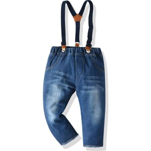 Top and top Fashion Spring Autumn Kids Boys Girls Casual Jeans Pants Elastic Waist Skinny Slim Suspenders Denim Overalls Trouser