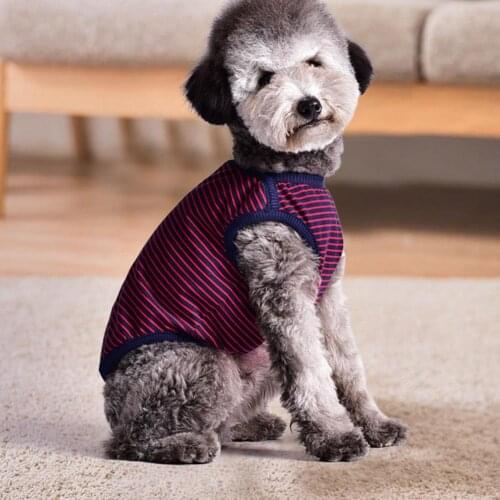 Pet T-shirt Two-legged Elastic Sleeveless Dog Striped T-shirt for Summer