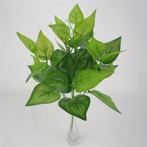 7 Fork Artificial Plants Green Money Plant Leaf Real Touch Simulation Green Radish Plants Green Wall Shop Decoration