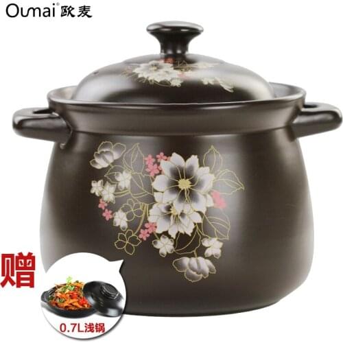 High temperature ceramic casserole stew Omer soup casserole casserole pot fire stone crock coffee color flower gift pan