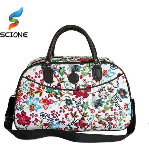 2021 Leather Women Travel Bags Handbags New Fashion Portable Hand Fitness Floral Duffel Bag Waterproof Weekend Bag For Lady