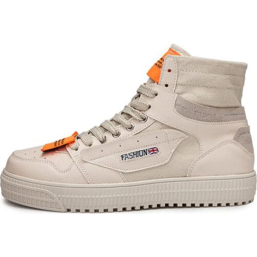 Hot New Fashion beige Men Casual Sneakers High Top Trainers skateboarding shoes High Quality Man hip hop sports Flats shoes