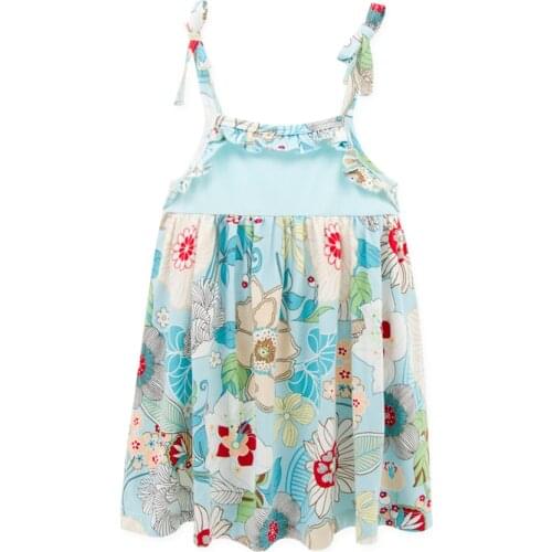Hnoeyzone Summer Girls Clothes Sets Floral Sleeveless Cute A-Lined Printed Dresses Sportswear Kid Ruffle Outfits Vestidos