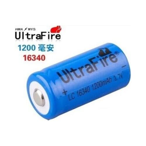 The 16340 lithium battery 1200mAh 3.7V laser flashlight with two for one shipping Rechargeable Li-ion Cell