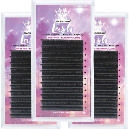 MASSCAKU Easy Fan Lashes Bloom Eyelash Extension for 25mm Self-Making Fans Volume Lashes