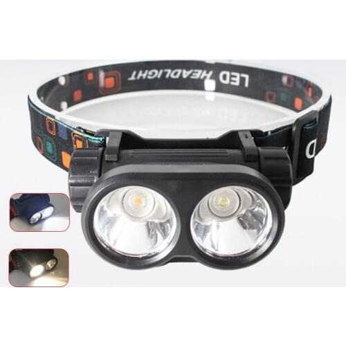 Head Lamp 2 LED USB Charging Strong Light Headlights Intelligent Night Fishing Headlight Waterproof Fishing White/yellow Light