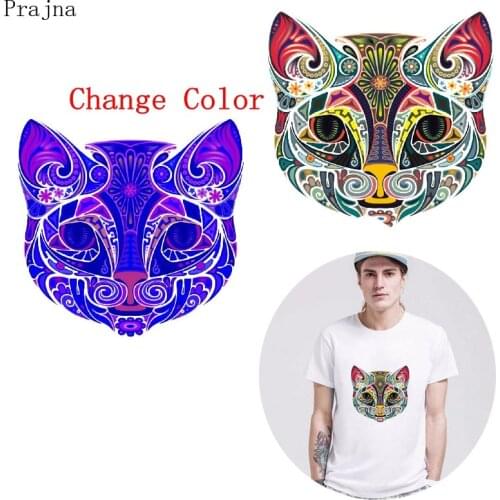 Prajna New Heat Transfer Vinyl Change Color Thermal Transfer Patch Sticker Iron On Transfer For Clothes Fabric Tiger Patch Badge
