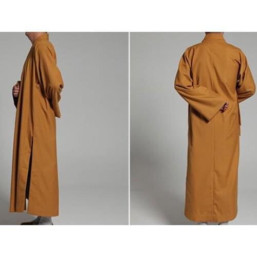 UNISEX Autumn&Spring thick cotton lay gown uniforms meditation zen clothing Buddhist abbot Monks long robe yellow
