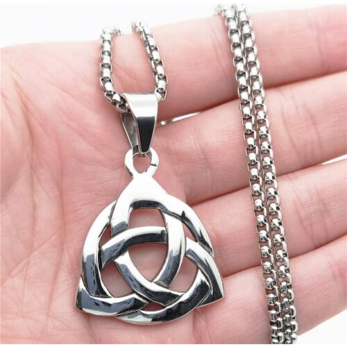 Irish Celtic Triquetra Trinity Knot Pendant Necklace Stainless Steel Set