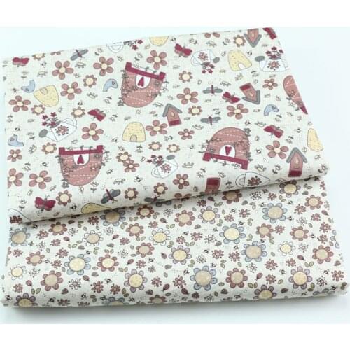 Retro Beige Printed100% Cotton Fabric For Kid,DIY Textile Fabric,Sewing Quilting Fat Quarters Material For Baby&child