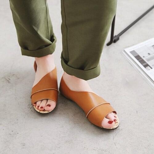 Big Size 11 12 summer flat sandals ladies women shoes woman Simple folded heel open-toed sandals