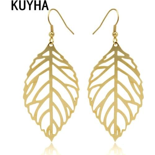 Plant Earrings for Women Accessories Earings Fashion Jewelry Geometric Long Leaf Statement Earring Gold Bijoux Present