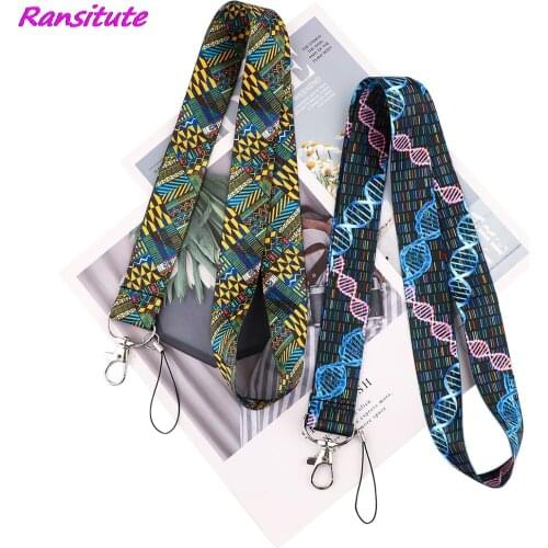 Ransitute R2045 Medical Theme DNA Doctor Nurse Neck Strap ID Card Holder Bus Card Holder Lanyard For Keys Phone DIY Hang Rope