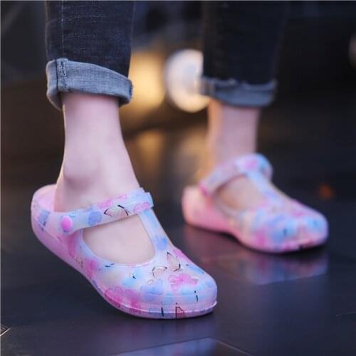 Droshipping 2021 New Thick Sandals Woman Croc Anti-Skid Hole Jelly Flats Garden Beach Shoes Flip Flops Plus Size 41