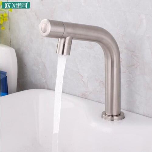 Bathroom basin faucet single cold 304 stainless steel material with one hose