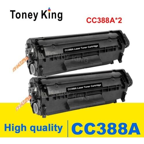 Toney King 2 PCS Toner Cartridge CC388A CC388 388 388a 88a Compatible for HP LaserJet P1007 P1008 P1106 P1108 Printer With Chip