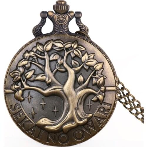 Steampunk Brnonze Theme Life of Tree Carved Openable Vintage Quartz Pocket watch Pendant Necklace Men Women Theme Gift Clock