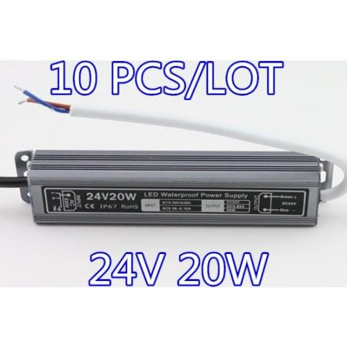 10PCS/LOT Best performance waterproof led driver IP67 adapter led light transformer 24V 20W 0.83A power charger for leds