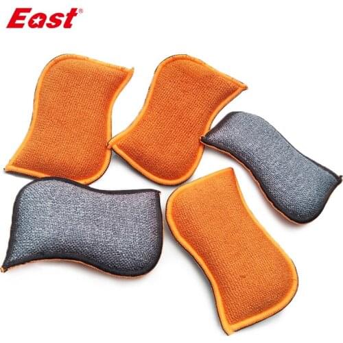 East Cleaning Cloth 5 Pcs Dish Washing Scouring Pad Sponge Pots Bowl Cleaning Brush Kitchen Helper
