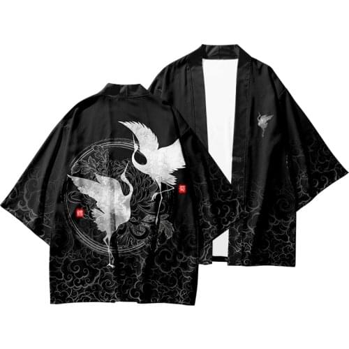 Traditional Japanese Style Fashion Men Retro Cardigan Samurai Kimono Haori Japan Warrior Yukata Obi Asian Coat Adult Clothing