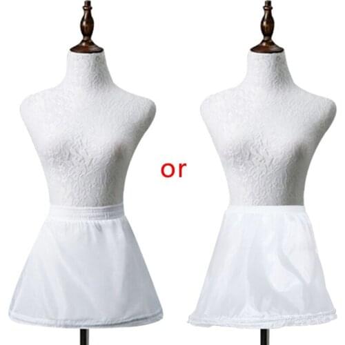 Children Flower Girl Vintage Short White Petticoat Ballet Bubble Tutu Skirt Underskirt 1 Hoop 1 Layer Half Slip Elastic Waist