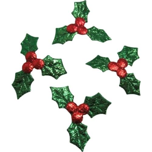 60PCS Embossed Leaves Scrapbook Wedding Appliques Patches Christmas Decoration DIY Hair Clip Bow Accessories Crafts A246