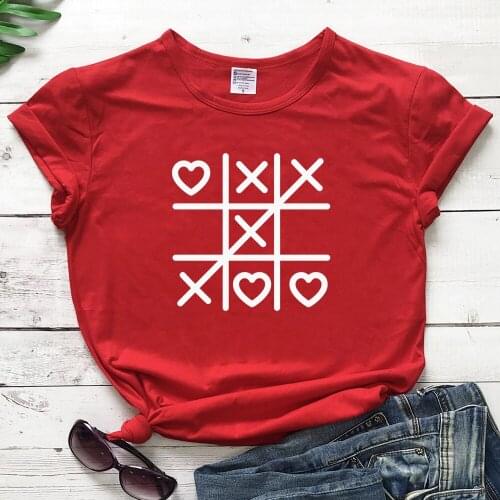 Love Tic Tac Toe Valentines T-shirt Funny Valentines Day Gift Tshirt For Girlfriend Women Graphic Grunge Tees Tops Plus Size