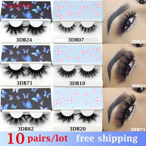 10pair Visofree Eyelashes 3D Mink Lashes Fluffy Soft Wispy Volume Natural long Cross False Eyelashes Reusable Eye Lashes In Bulk