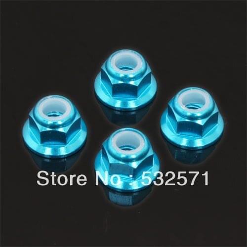 122049 HSP ( 02190B ) Upgrade Spare Parts For 1/10 R/C Model Car Blue Aluminum Nylon Nut M4 122049