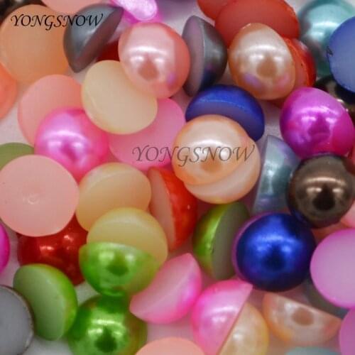 200Pcs/lot 6mm Colorful Acrylic Imitation Beads Pearl Half Round Flatback Bead For Wedding Party Decor DIY Craft Accessories 8Z
