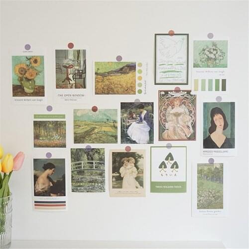 30Pcs Classical Landscape Figure Painting Paper Stickers Wall Decoration Photography Props Art Painting Wall Sticker Home Decor