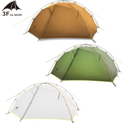 3F UL GEAR Green and white 4 Season Camping Tent 15D Nylon Double Layer Waterproof Tent for 2 Persons