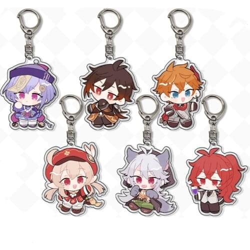 Anime Game Genshin Impact Acrylic Keychain Klee Jean Anime Figure Key Chain decoration Bag Pendant Collection Key Ring Model Toy