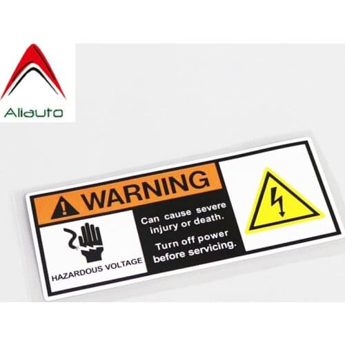 Aliauto Warning Car Sticker Hazardous Voltage Auto Decal Waterproof PVC Decal for Motorcycle Octavia Gti Skoda Opel Kia,15cm*6cm