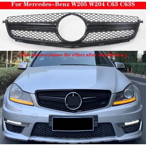 Car styling Middle grille for Mercedes-Benz C-class W205 W204 C63 C63S ABS plastic AMG GT Diamond front bumper grill Grille