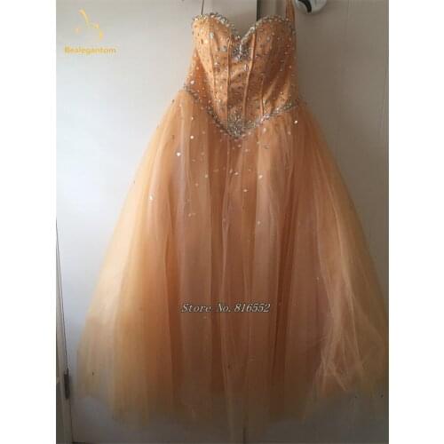 Bealegantom 2019 Real Photo Ball Gown Beaded Ball Gown Quinceanera Dress Lace Up For 15 Years Vestidos De 15 Anos QA1397