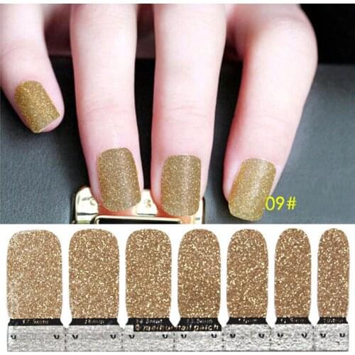 Glitters NailART Full Wraps Nail Polish Stickers DIY Self-Adhesive Nail Art Decals Strips Manicure Kit for Women Girls Rose Gold