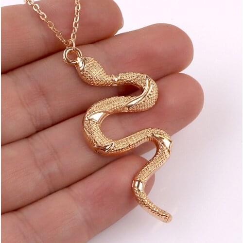 New 3Colors Men Big Size Snake Necklace Women Animal Snake Dangle Pendant Necklace Minimalist Style Trendy Birthday Jewelry