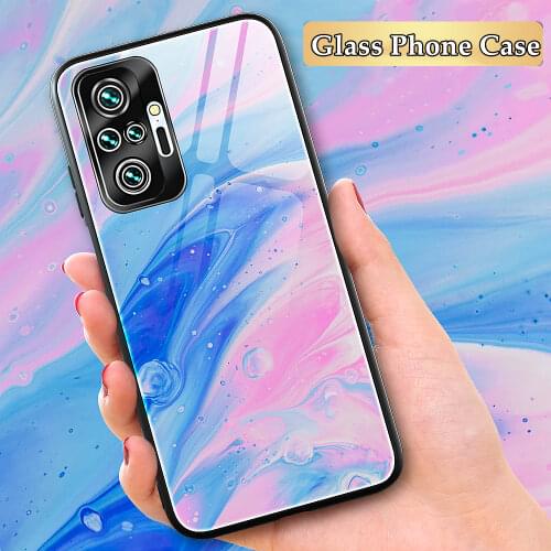 Marble Tempered Glass Phone Case For Redmi Note 10 9 8 7 6 Pro 10S 9S 8T 9T 9A 9AT 6A 5 Plus 8A 7A Gradient Hardness Case Cover