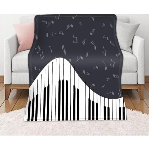 Cilected Black/White Piano Keys Double-Sided Flannel Printing Blanket Office Nap Warm Blanket Bedroom Air Conditioning Blanket