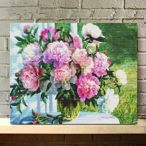 Flowers DIY Full Round diamond paint Flowers Diamond Embroidery Diamond Picture Wall Decorations Gift