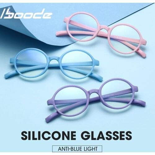 Iboode kids Anti-blue Light Silicone Glasses Brand Children Soft Frame Goggle Plain Glasses baby Eye Frame Eyewear Fashion 2020