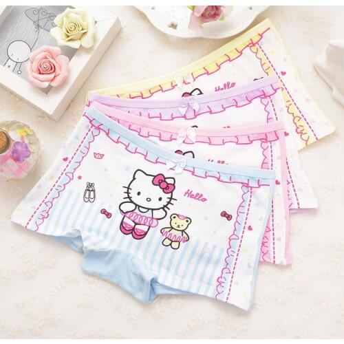 Baby Boxer 4Pcs/Lot Soft Cotton Childrens Girls Underwear Cartoon Lace Kids Underware Girls Pants Underpants Briefs 2-9 Year